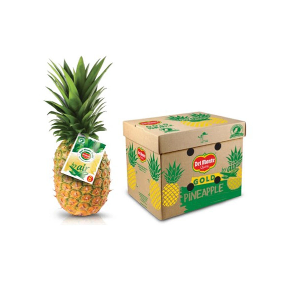 corrugated pineapple export cartons stacked on pallets